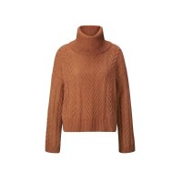 Designer-Rollkragenpullover m.Zopfmuster, papaya
