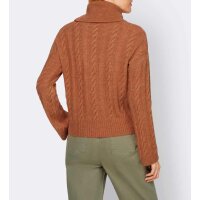 Sweter z golfem, z warkoczowym splotem, w kolorze papai