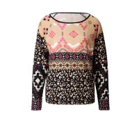 Designer-Druckshirt, schwarz-camel