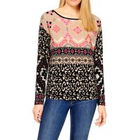 Designer-Druckshirt, schwarz-camel