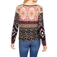 Designer-Druckshirt, schwarz-camel