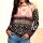 Designer-Druckshirt, schwarz-camel