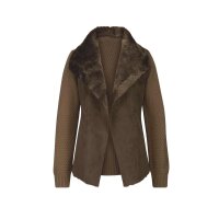 Cardigan with lamb fur imitation, brown