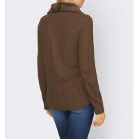 Cardigan with lamb fur imitation, brown