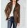 Cardigan with lamb fur imitation, brown