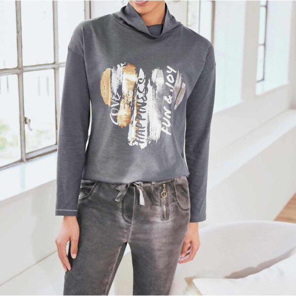 Designer-Shirt m. Metallic-Druck, anthrazit
