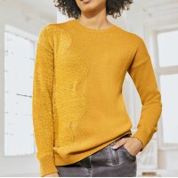 Designer-Pullover m. Flauschgarn, ocker