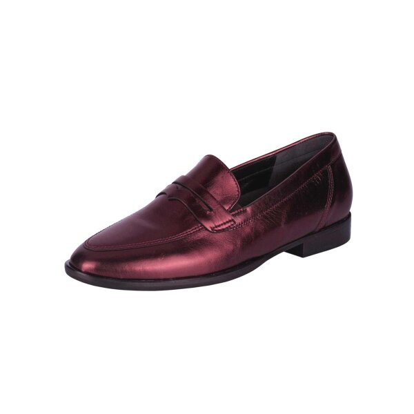 Marken-Lederslipper, bordeaux-metallic