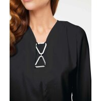Bluse m. Schmuckelement, schwarz