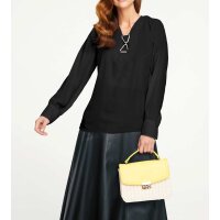 Bluse m. Schmuckelement, schwarz