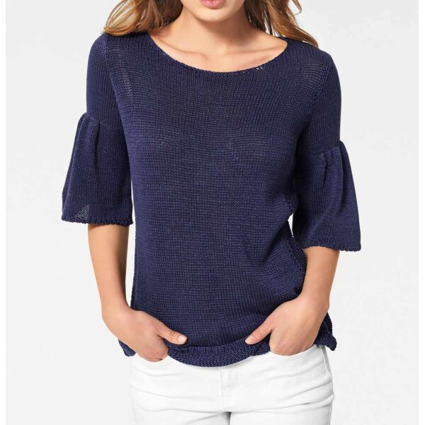 Bluza z falbanami, granatowa