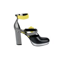 Fesselriemchen-Pumps, schwarz-gelb