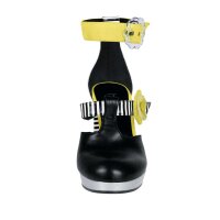Fesselriemchen-Pumps, schwarz-gelb