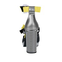 Fesselriemchen-Pumps, schwarz-gelb
