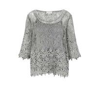 Designer-Spitzenbluse + Top, grau