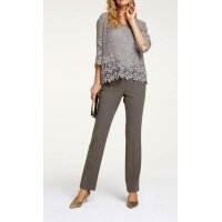 Designer-Spitzenbluse + Top, grau
