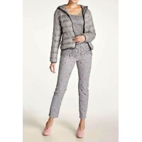 Designer-Spitzenbluse + Top, grau