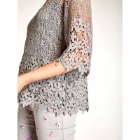 Designer-Spitzenbluse + Top, grau