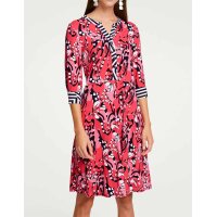 Designer-Druckkleid, rot-bunt