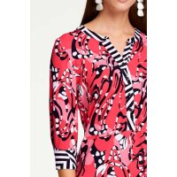 Designer-Druckkleid, rot-bunt