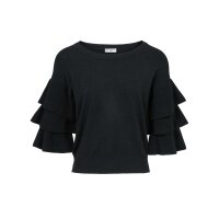 Designer-Pullover m. Volants, schwarz