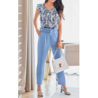 Designer-Hose m. Gürtel, himmelblau