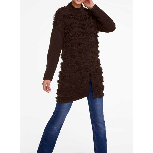Strickjacke m. Fransen, braun