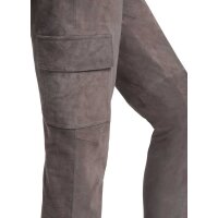 Ziegenveloursleder-Cargohose, dunkeltaupe