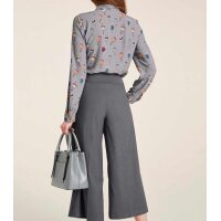 Print blouse with slip tie, grey-multicolour