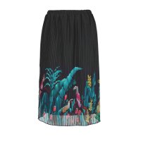 Designer-Plisseerock, schwarz-bunt