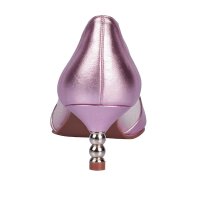 Leather pumps, rosé-metalic