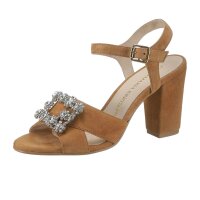 Sandal with strass, cognac