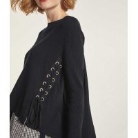 Sweter ściągaczowy ze sznurowaniem, czarny