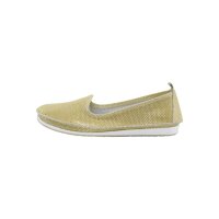 Leather slipper, yellow metallic