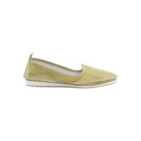Leather slipper, yellow metallic