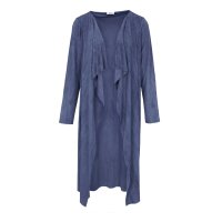 Velourslederimitat-Longblazer, blau