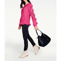 Ruffle blouse with lace, cyclam