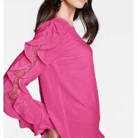 Ruffle blouse with lace, cyclam