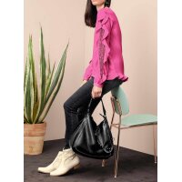 Ruffle blouse with lace, cyclam