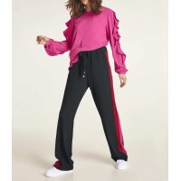 Ruffle blouse with lace, cyclam