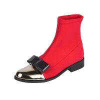 Stretch-Stiefelette, rot-goldfarben