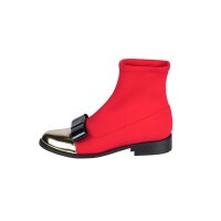 Stretch-Stiefelette, rot-goldfarben