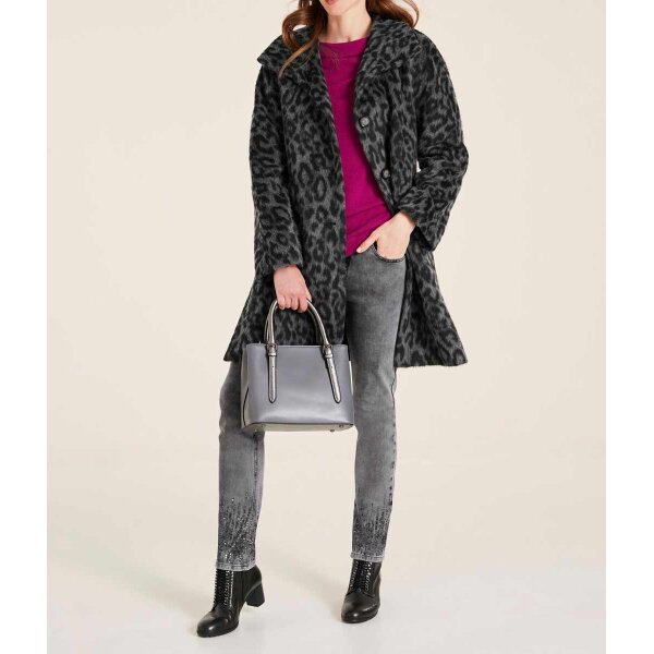Wool fleece coat, grey-black