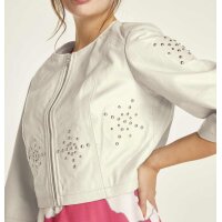 Leather jacket with rivets, cream