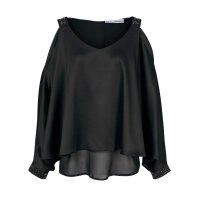 Designer-Satinbluse m. Cut-Outs, schwarz