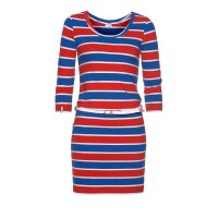 Jersey dress with belt, blue-red