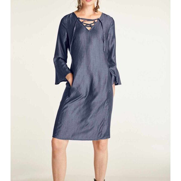 Jeanskleid m. Schnürung, blau-denim