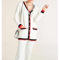 Long cardigan with beads, ecru