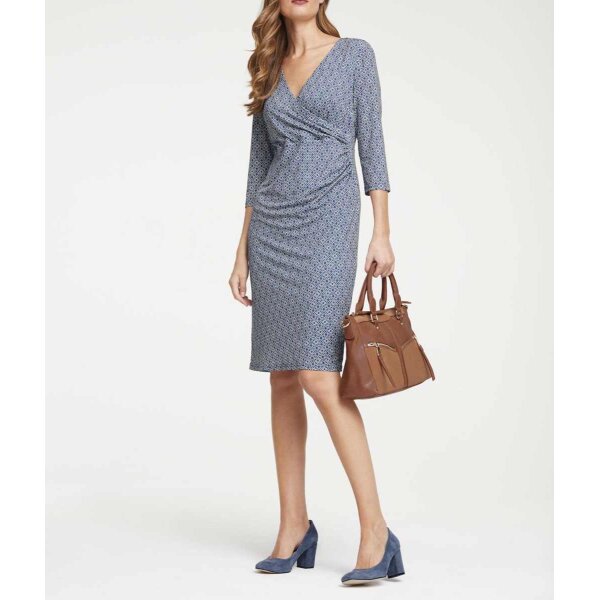 Druckkleid, blau-offwhite