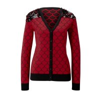 Strickjacke m. Pailletten, rot-schwarz